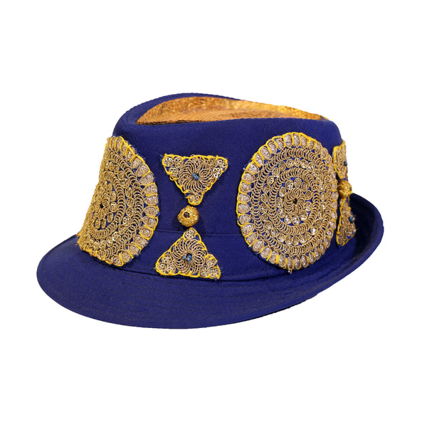 Navy and Golden Embroidered Hat