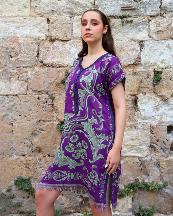 Purple Green Wool Dress