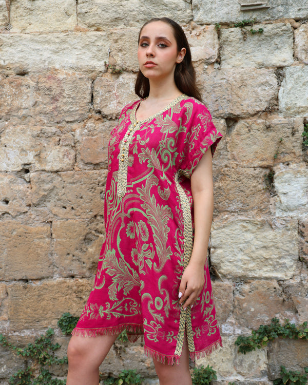 Oriental Fuchsia Wool Dress