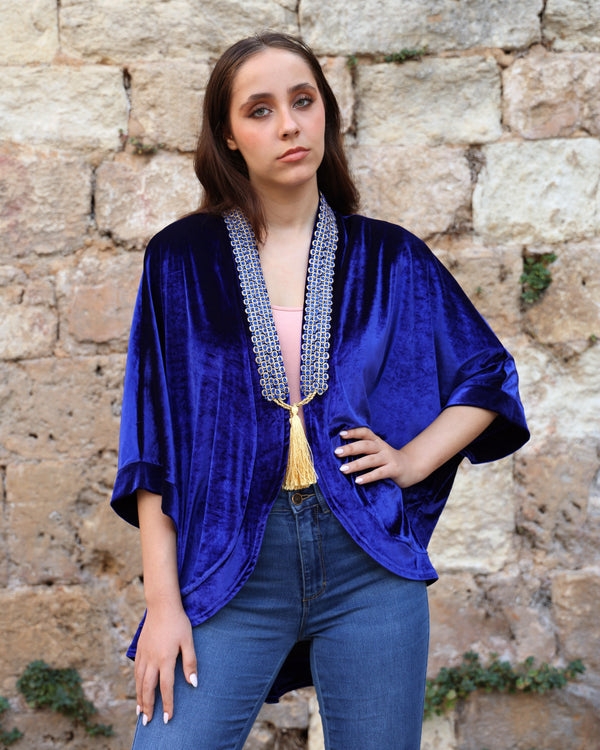 Navy Velvet Cardigan