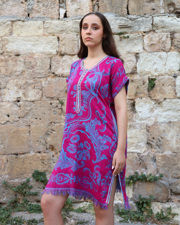 Fuchsia Blue Wool Dress - Bara