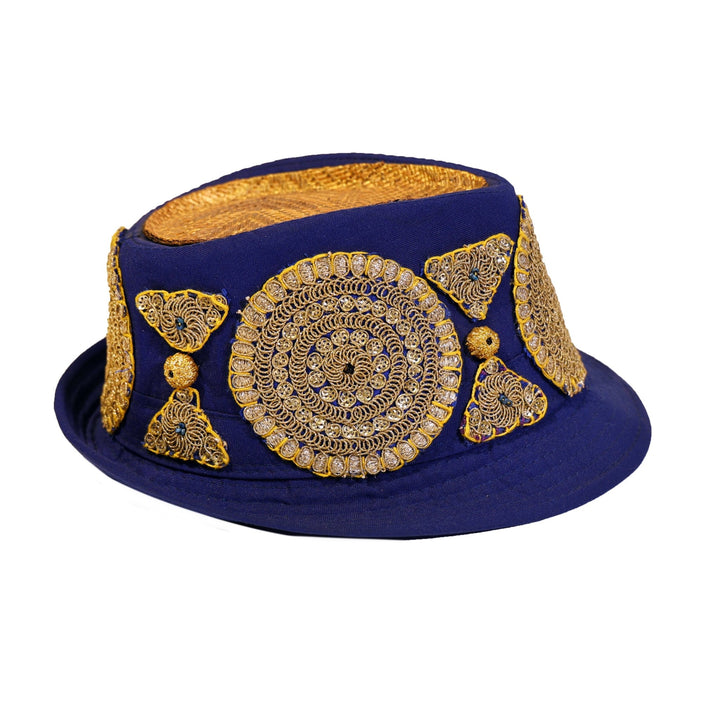 Navy and Golden Embroidered Hat - Bara