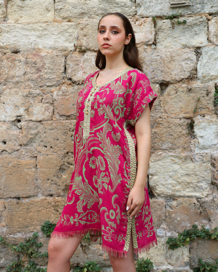 Oriental Fuchsia Wool Dress - Bara