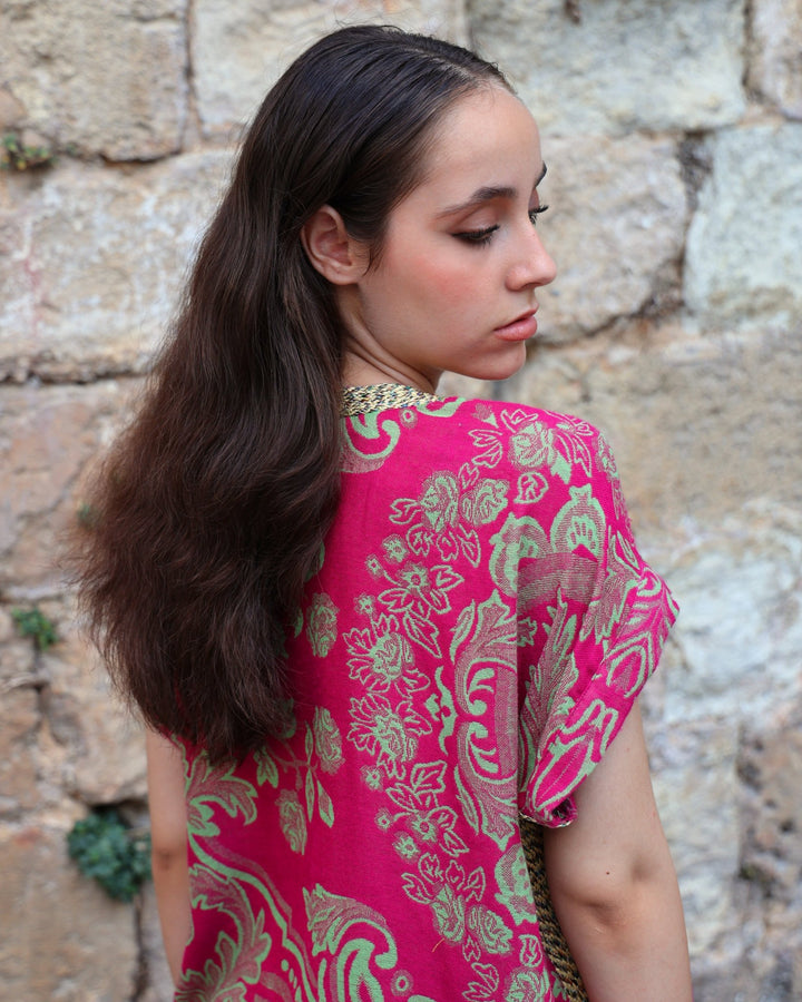 Oriental Fuchsia Wool Dress - Bara