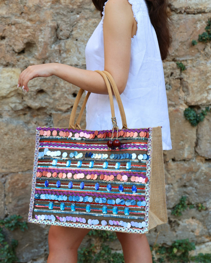Paillettes Blue Purple Tote - Bara