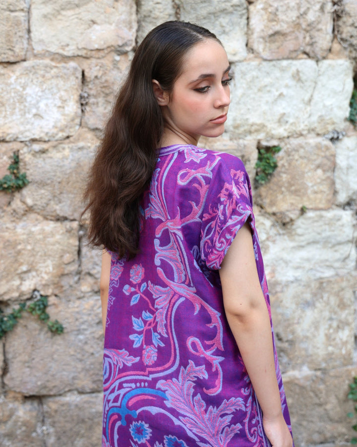 Purple turqoise Wool Dress - Bara
